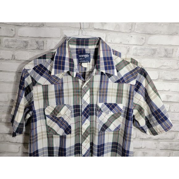 Vintage Wrangler Pearl Snap Cowboy Cut Regular Fit X-Large Tails 17 Single Needl - Picture 4 of 9